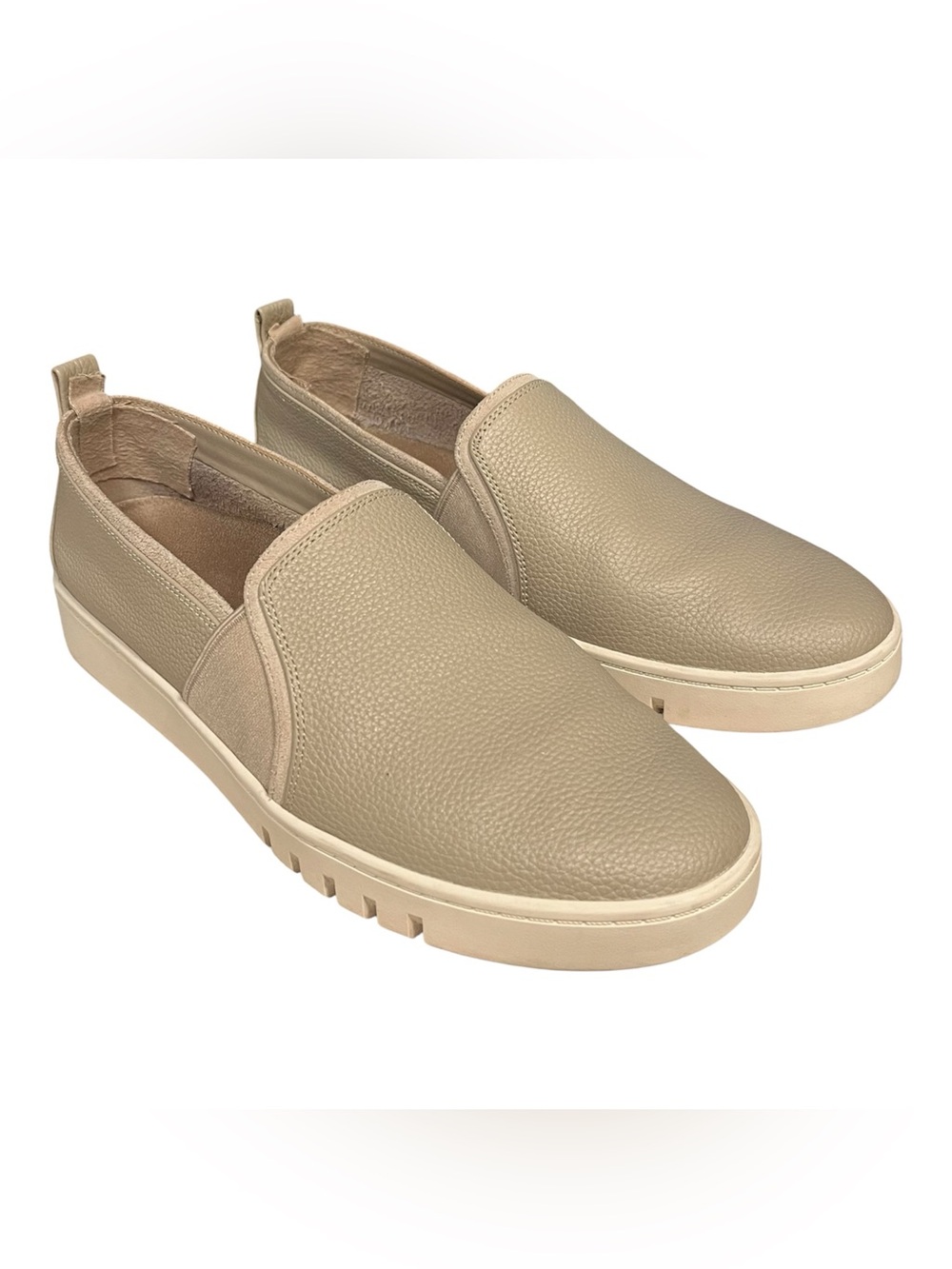 VIONIC Cambria Beige Oatmeal Pebble Leather Sz 10 Slip-On Loafer EUC
